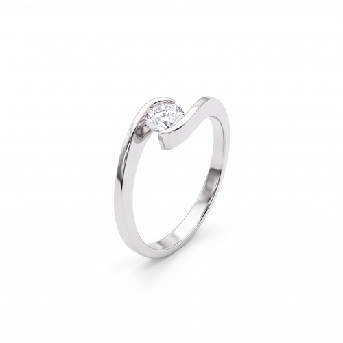 AnastasiaRio moissanite bypass solitaire ring in 925 sterling silver, on white