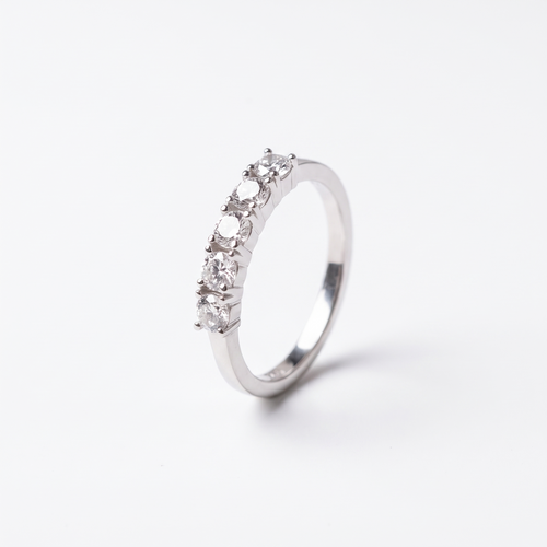AnastasiaRio five-stone moissanite ring in 925 sterling silver, on white