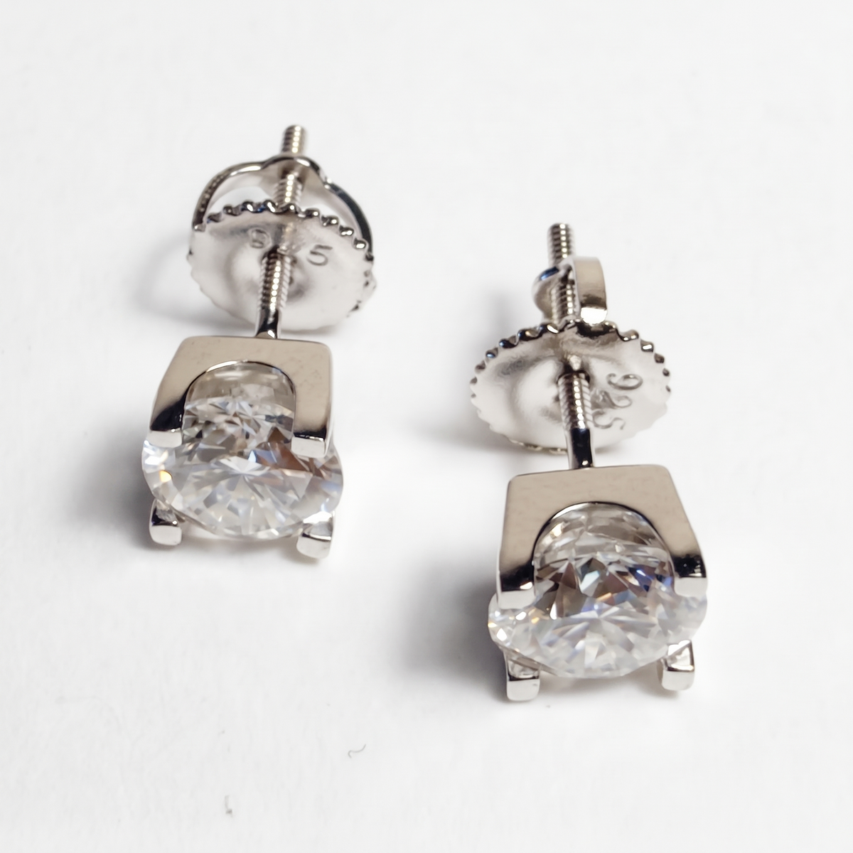 Moissanite Solitaire Stud Earrings