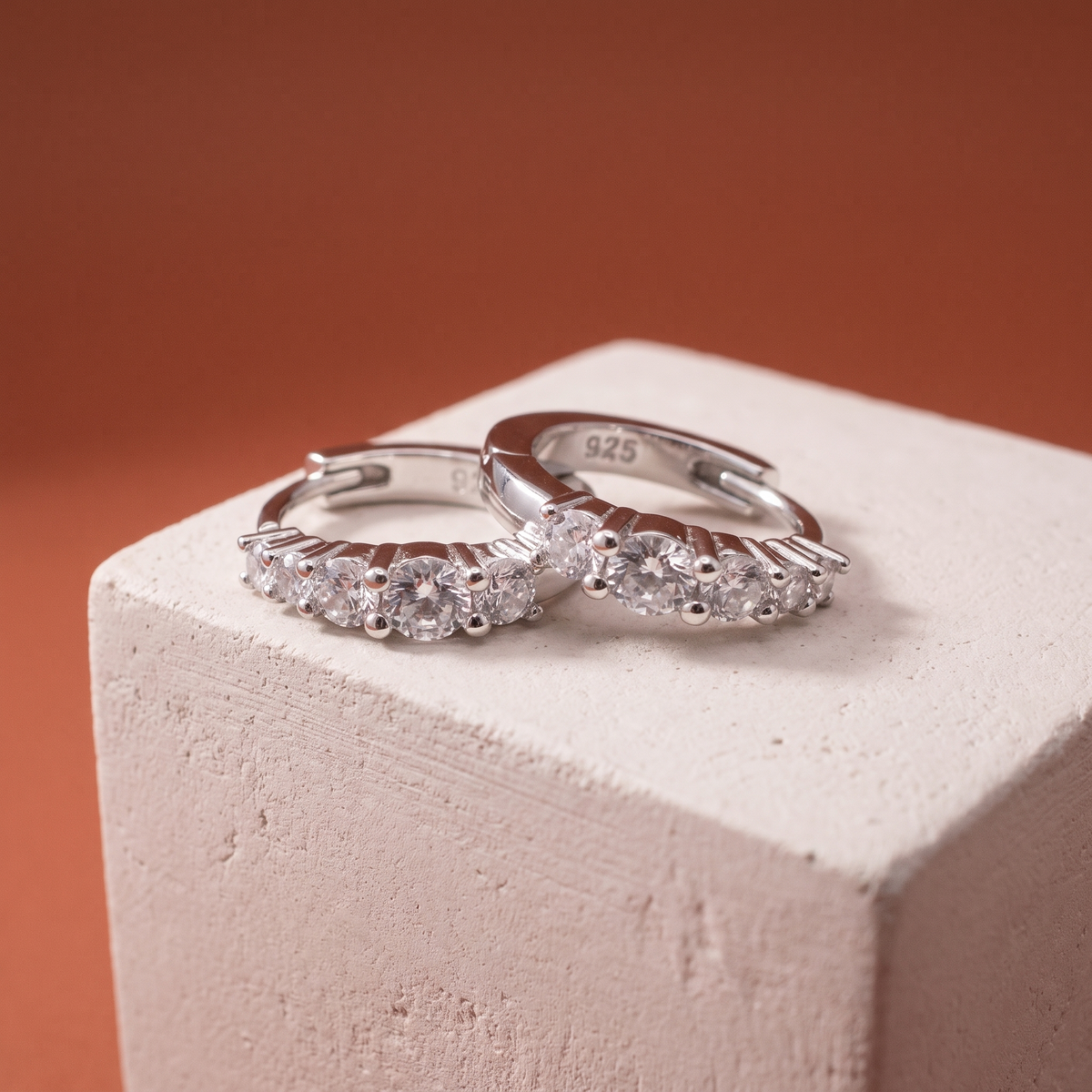 Moissanite Five-Stone Huggie Hoops