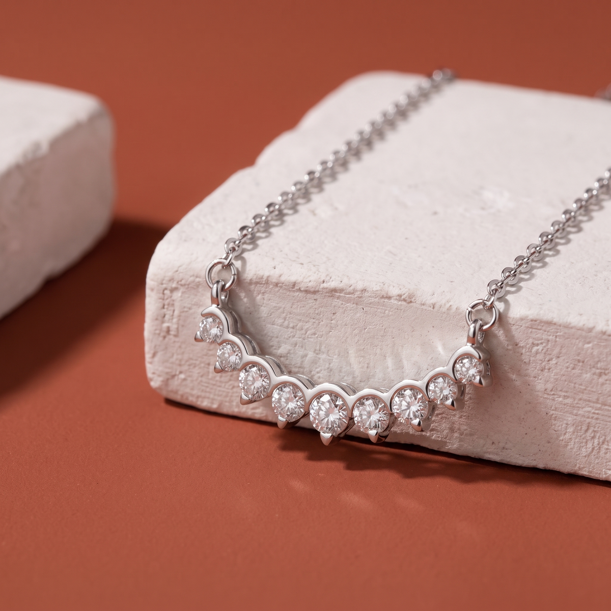 Moissanite Curved Bar Necklace
