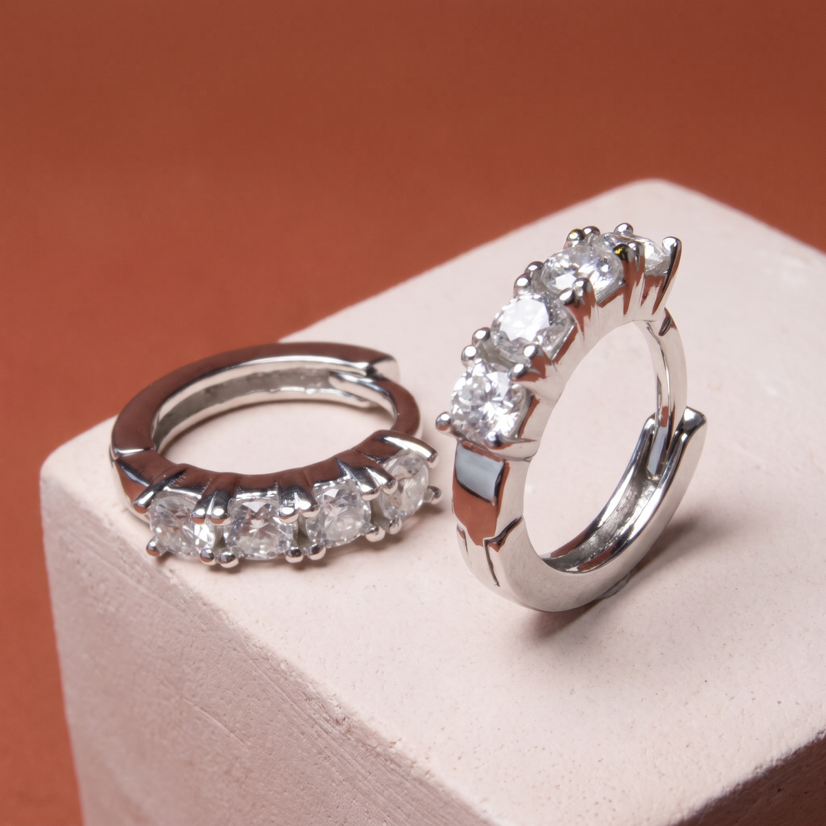 Moissanite Huggie Hoop Earrings