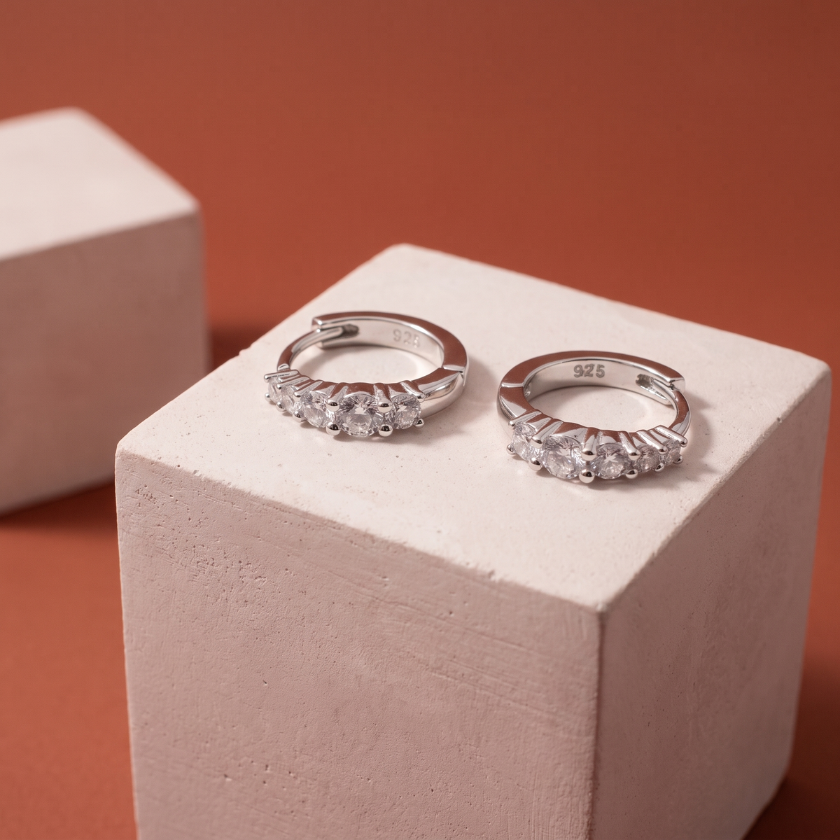 Moissanite Five-Stone Huggie Hoops