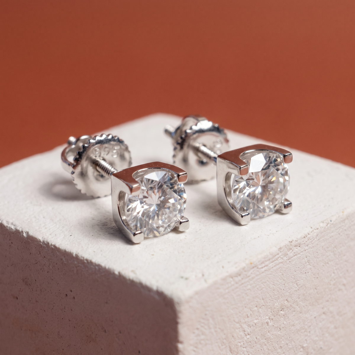 Moissanite Solitaire Stud Earrings