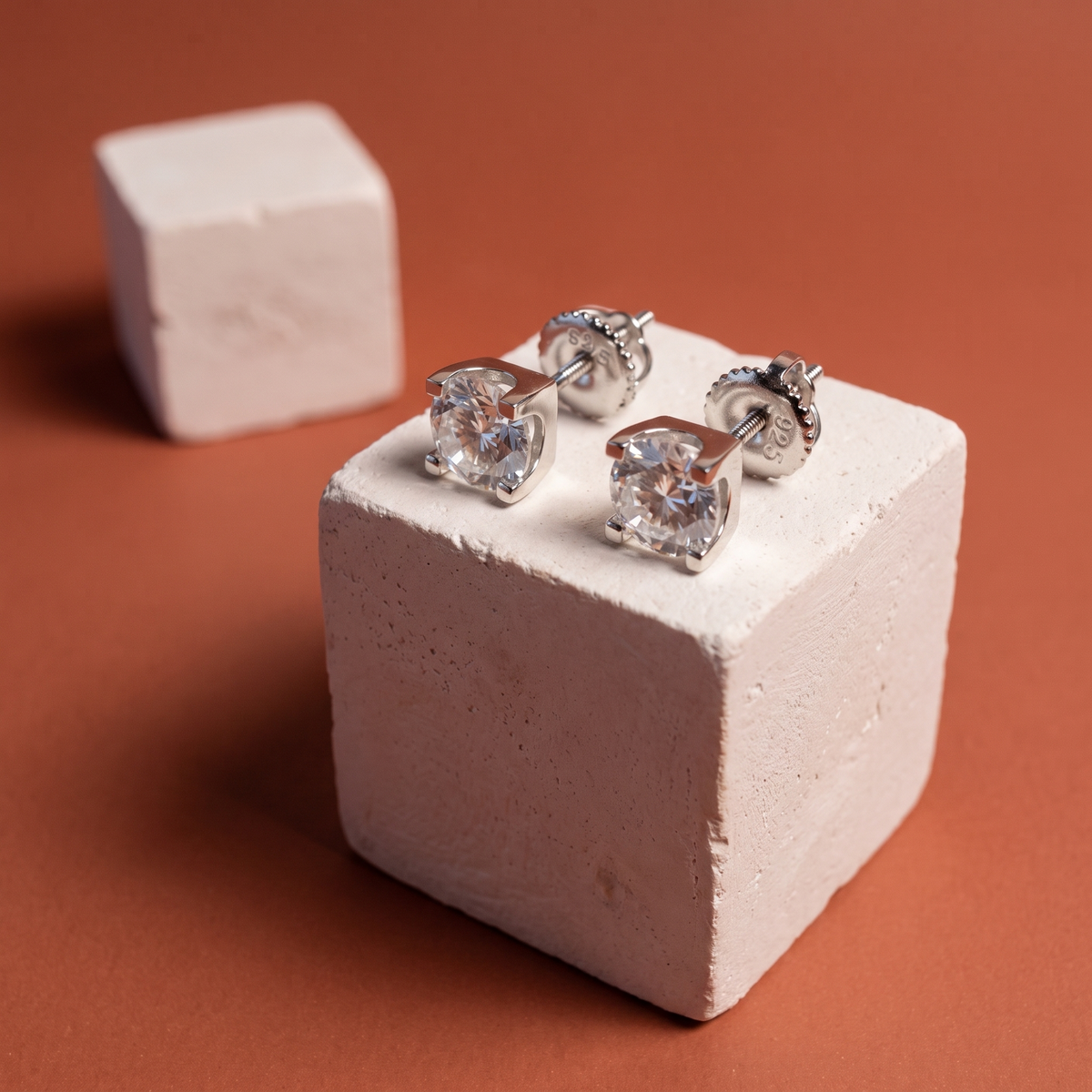 Moissanite Solitaire Stud Earrings