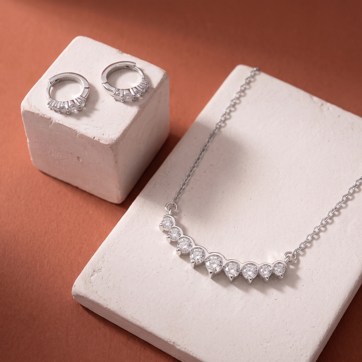 Moissanite Five-Stone Huggie Hoops