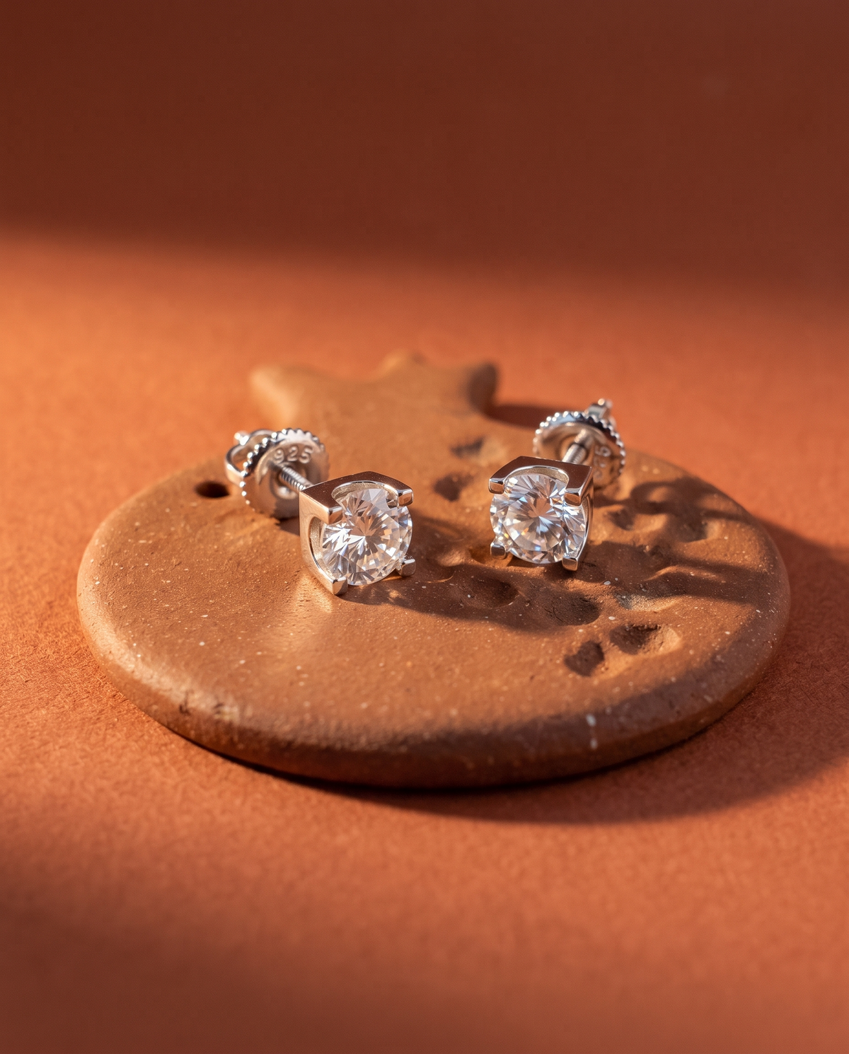 Moissanite Solitaire Stud Earrings