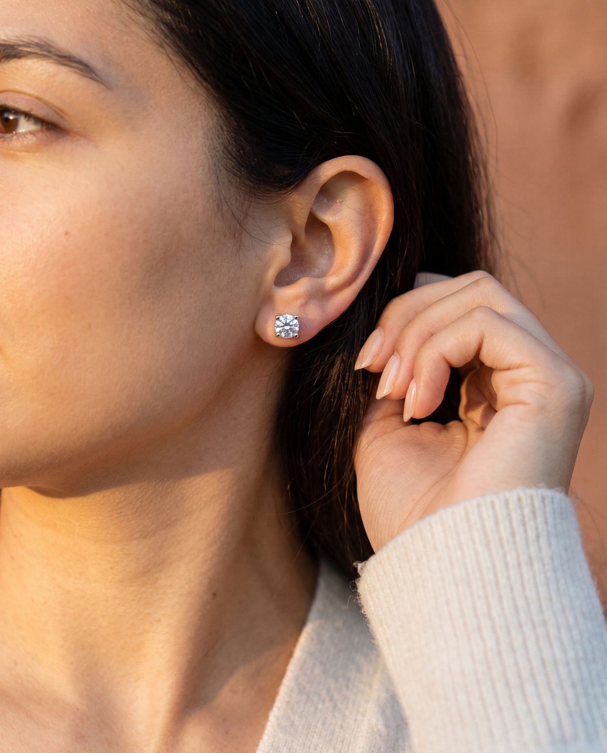 Moissanite Solitaire Stud Earrings