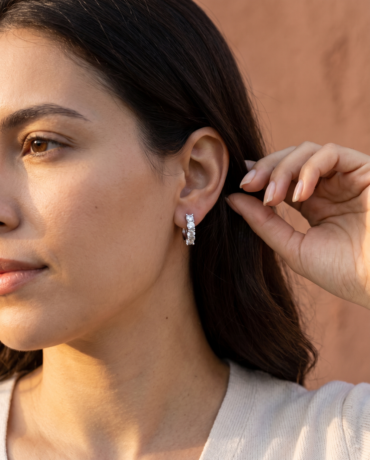 Moissanite Huggie Hoop Earrings