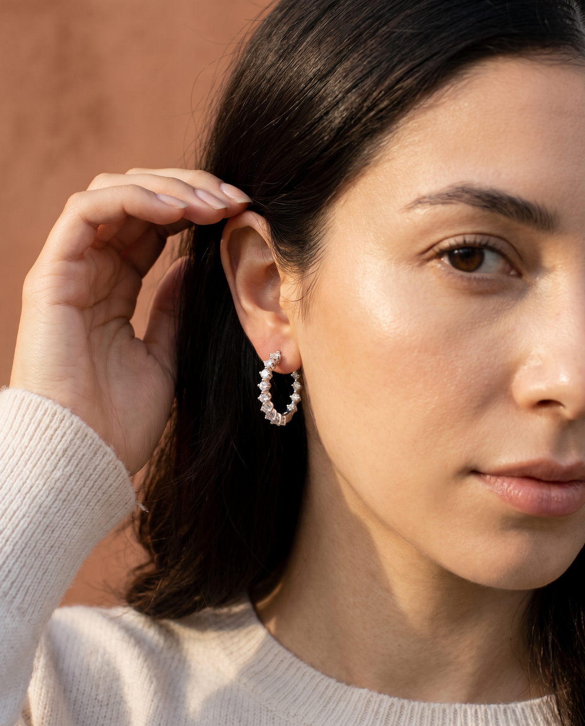 Moissanite Inside-Out Hoop Earrings