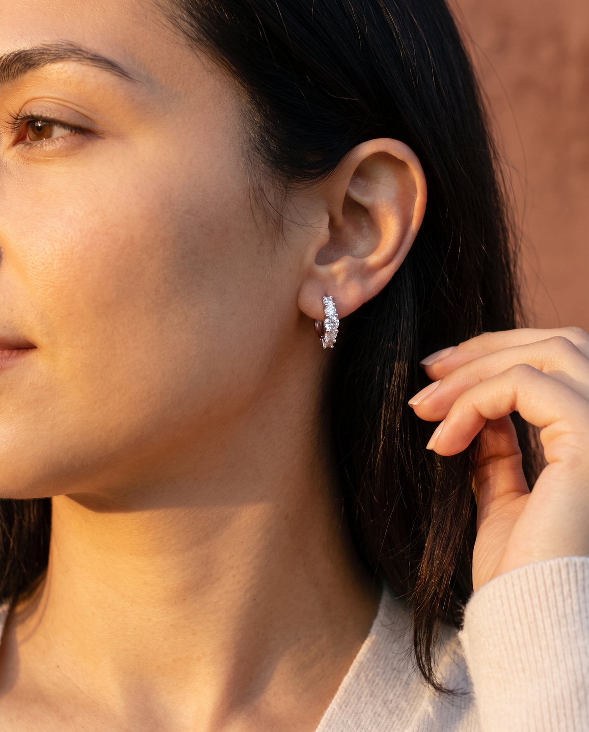 Moissanite Five-Stone Huggie Hoops
